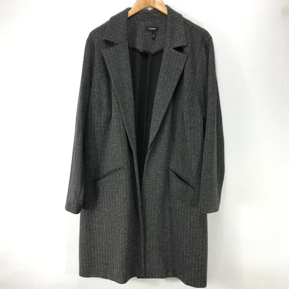 torrid Jackets & Blazers - Torrid Long Coat Size 3X XXL Black Twill Herringbone Statement Stretch Gray 3XL